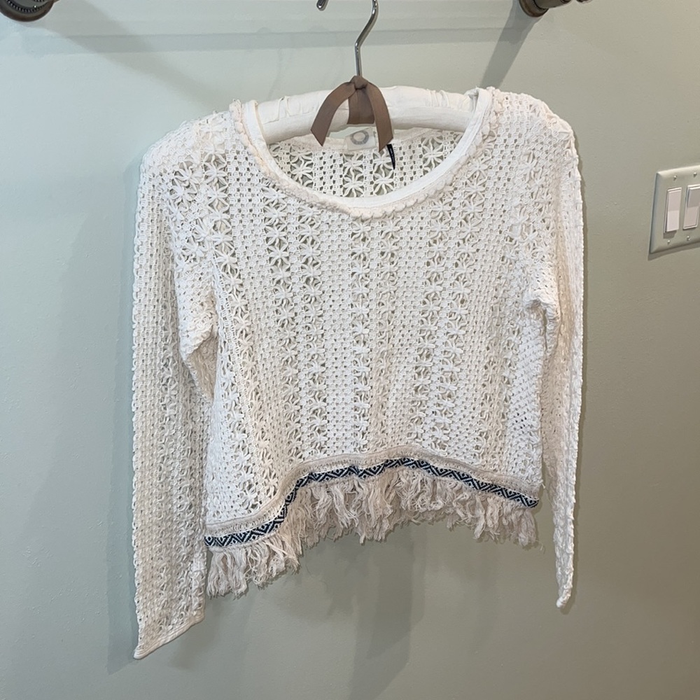 Crochet Sweater with Fringe Detail on Bottom